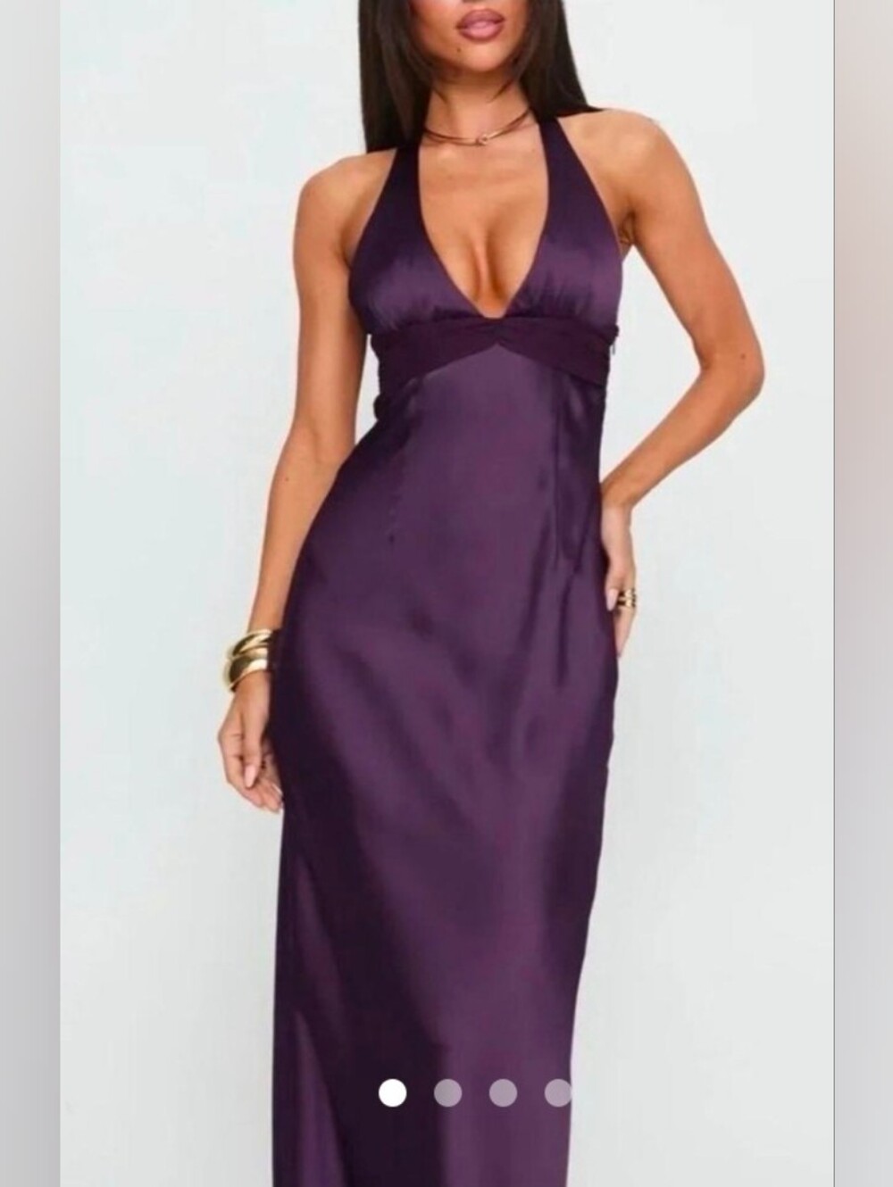 NWOT/ Odyssa halter Princess Polly Purple satin maxi dress with halter neck Sz 4